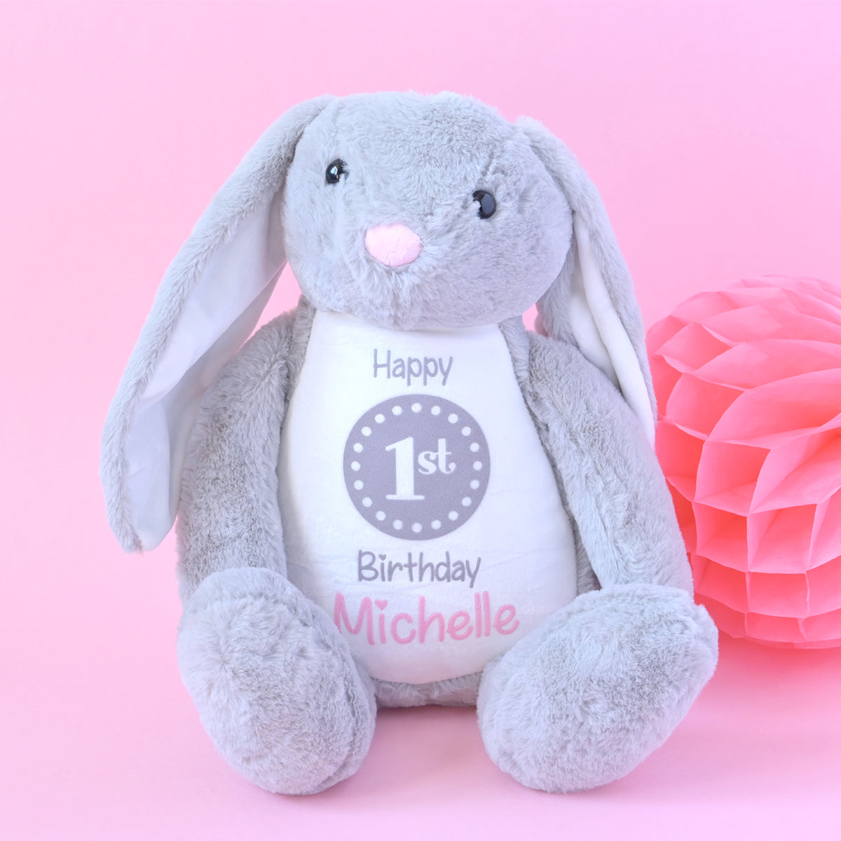 1st birthday bunny soft toy with name