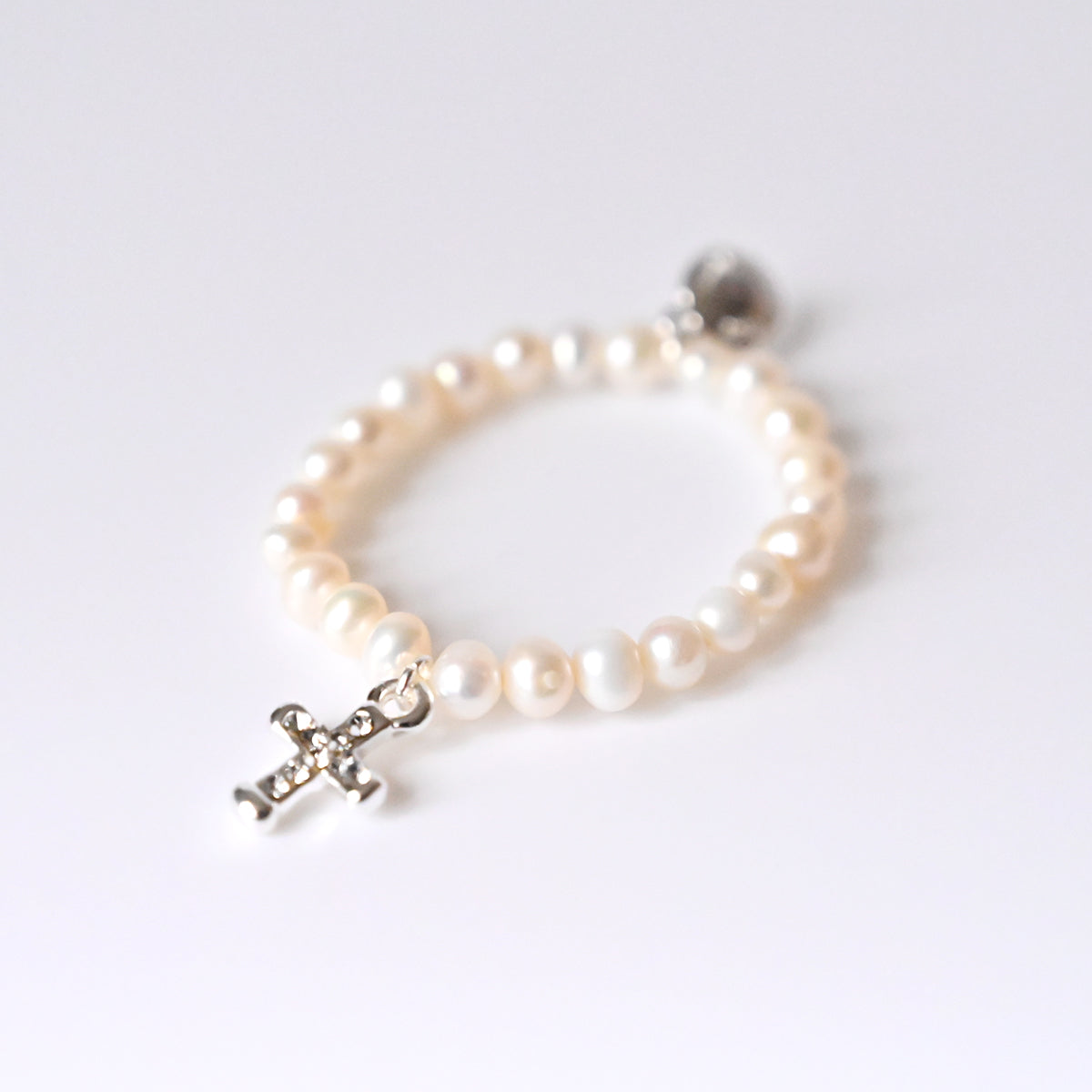 Pearl Christening Cross Baby Bangle