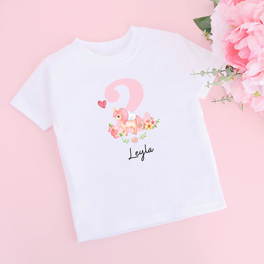 Personalised Kids Birthday T-Shirt With Unicorn
