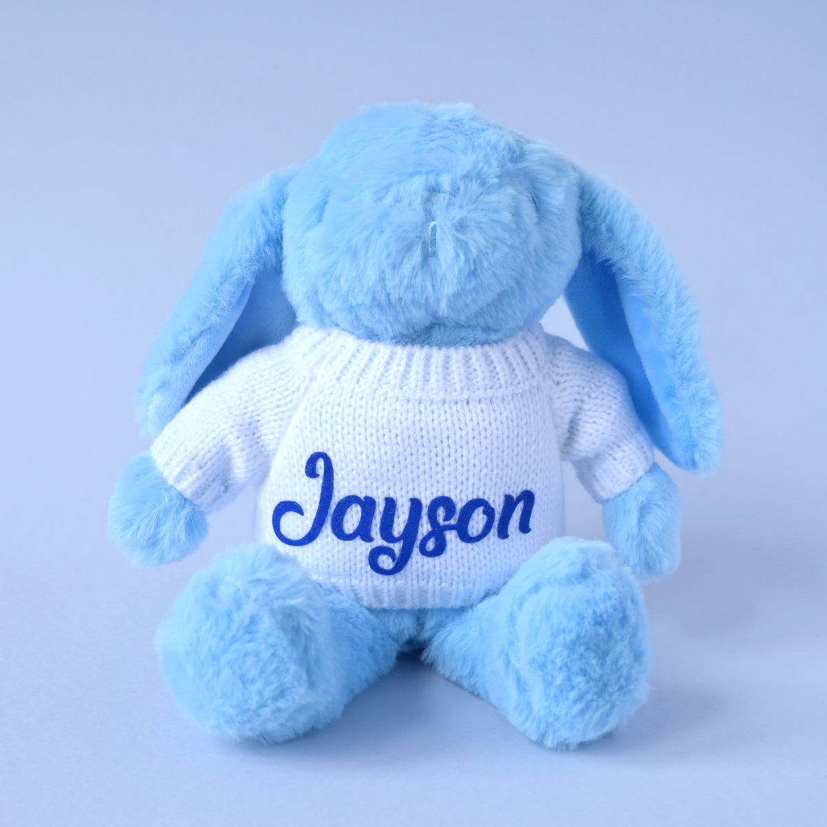 Personalised Blue Bunny With Jumper