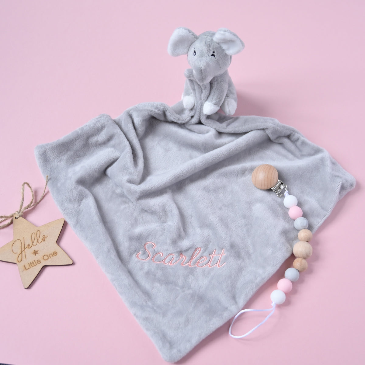Personalised Baby Elephant Grey Comforter