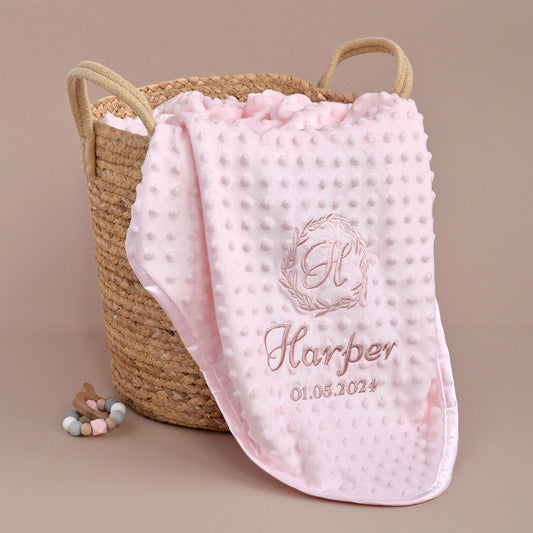 Personalised Baby Pink Initial Babuble Blanket