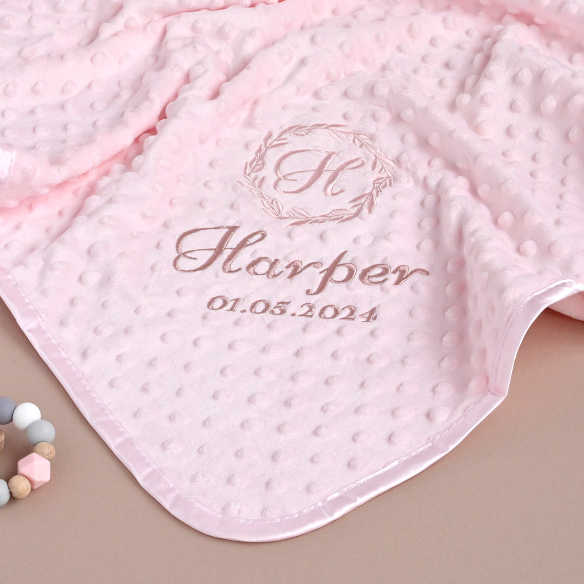 Personalised Baby Pink Initial Babuble Blanket