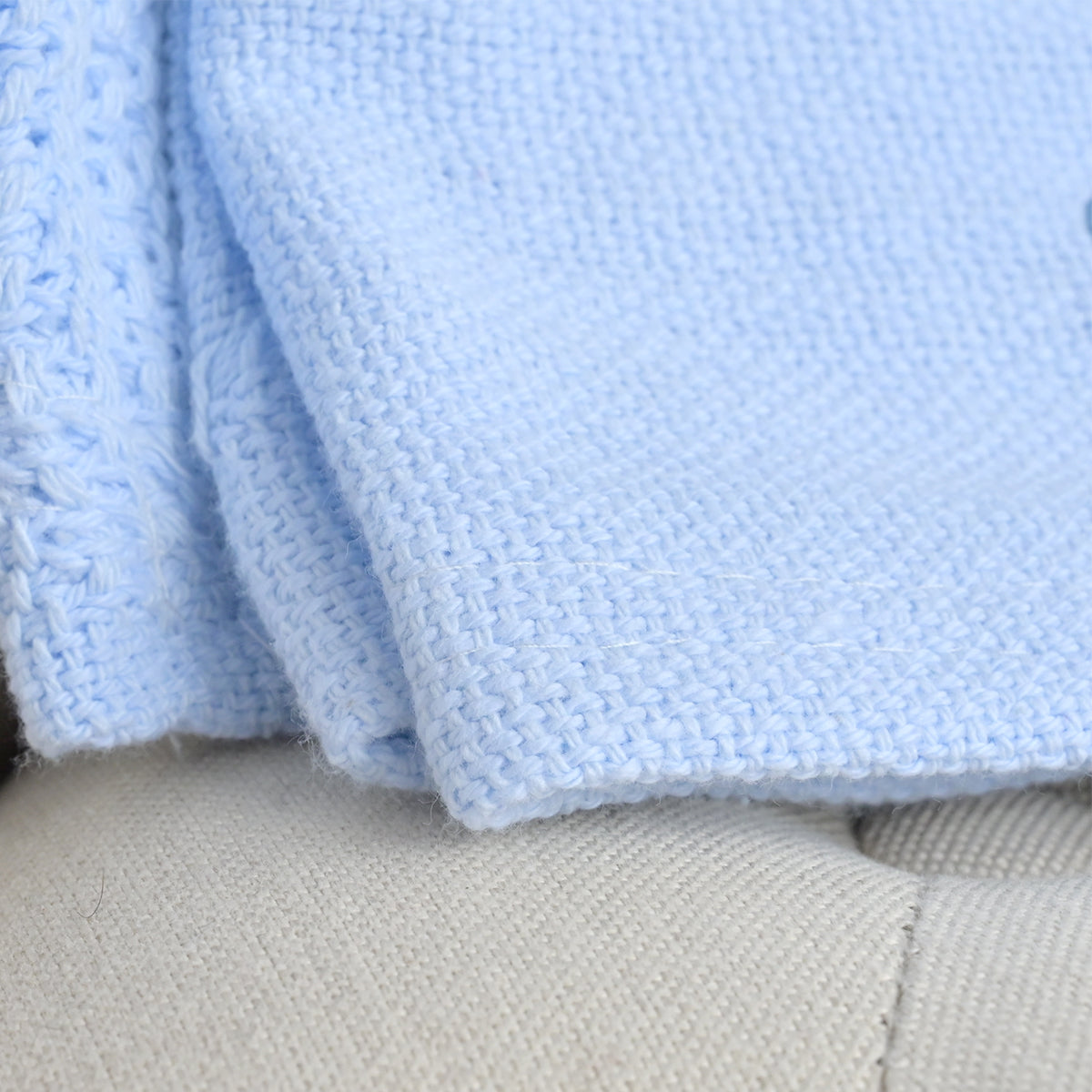 embroidered blue cellular baby blanket