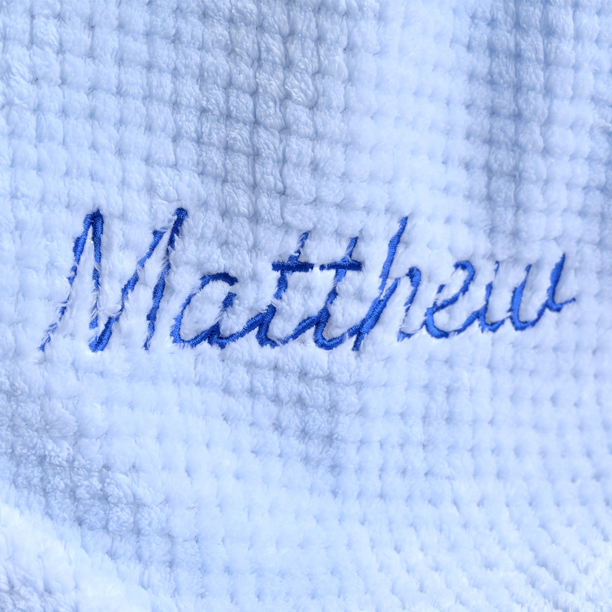 blue honeycomb baby blanket with name