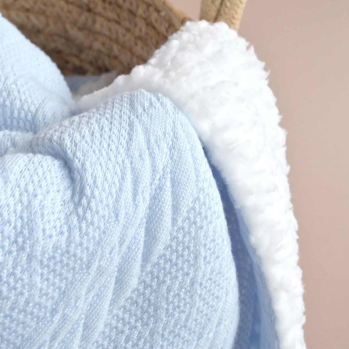 Embroidered Blue Knitted Blanket for Baby With Bow
