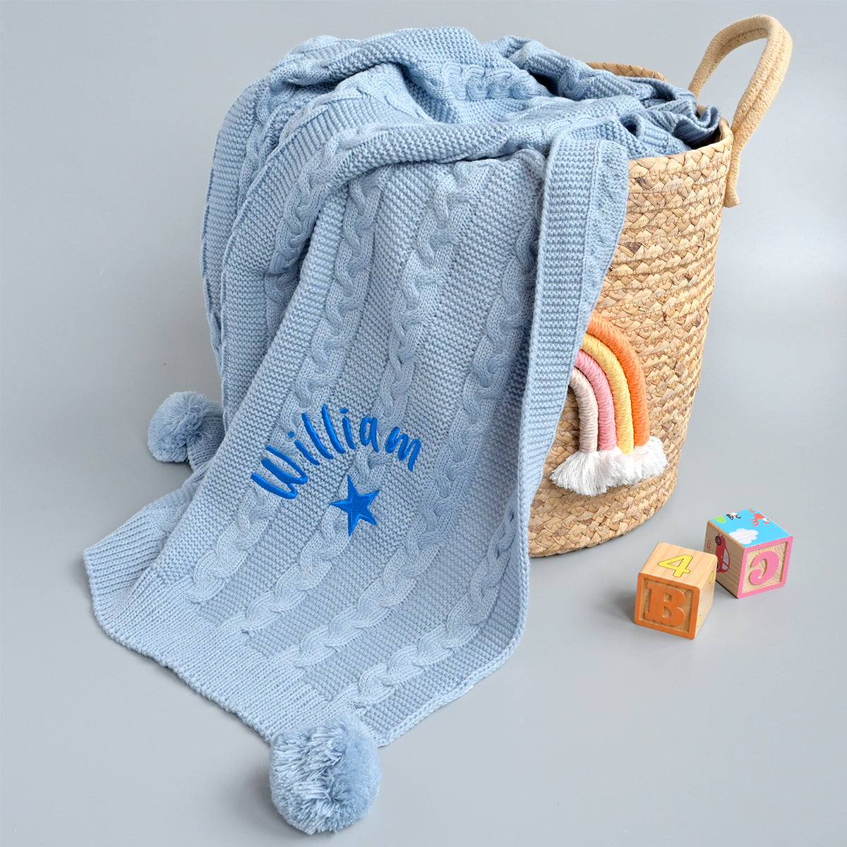 personalised knitted baby blanket for boys