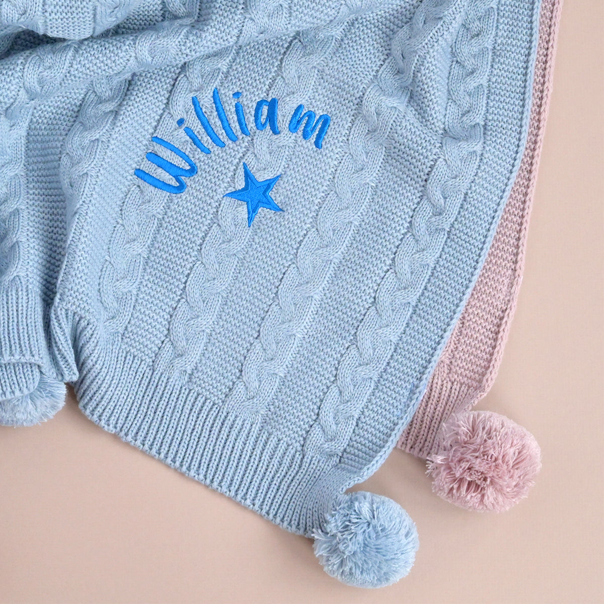 dusty blue boys personalised blanket