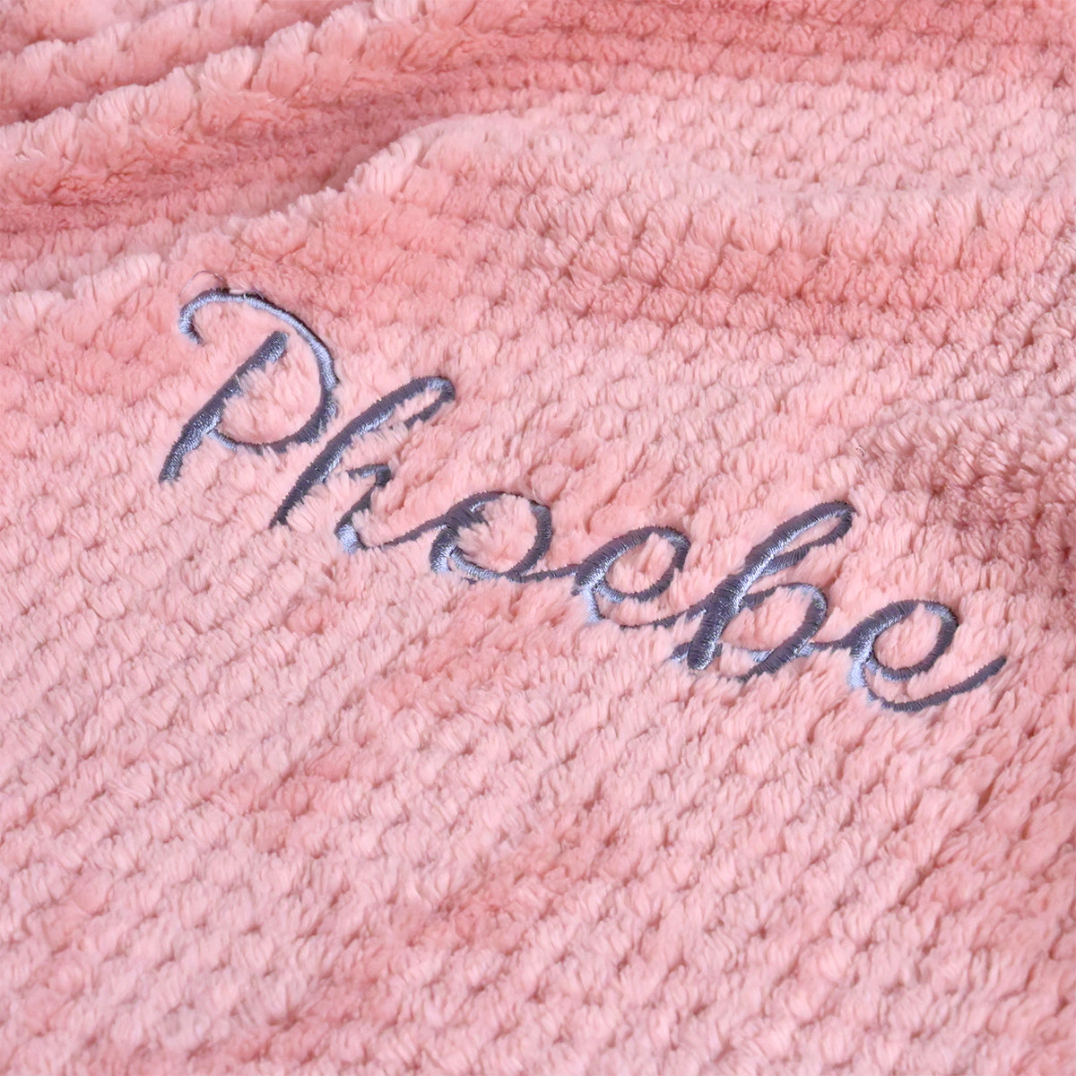 pink baby blanket with embroidered name