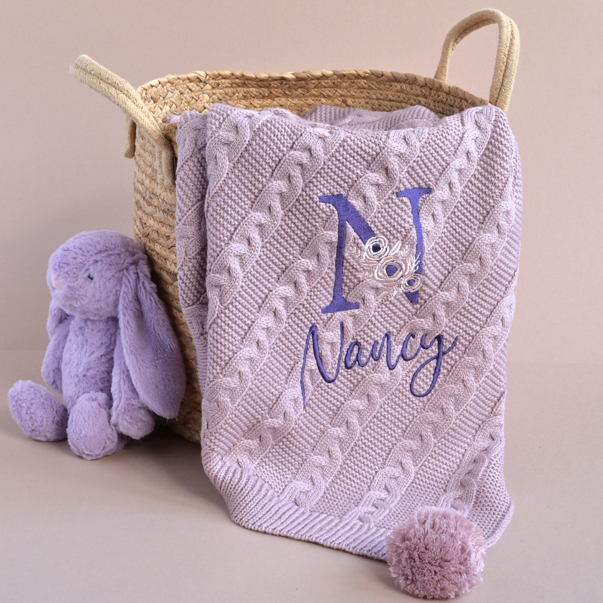 personalised knitted bay blanket