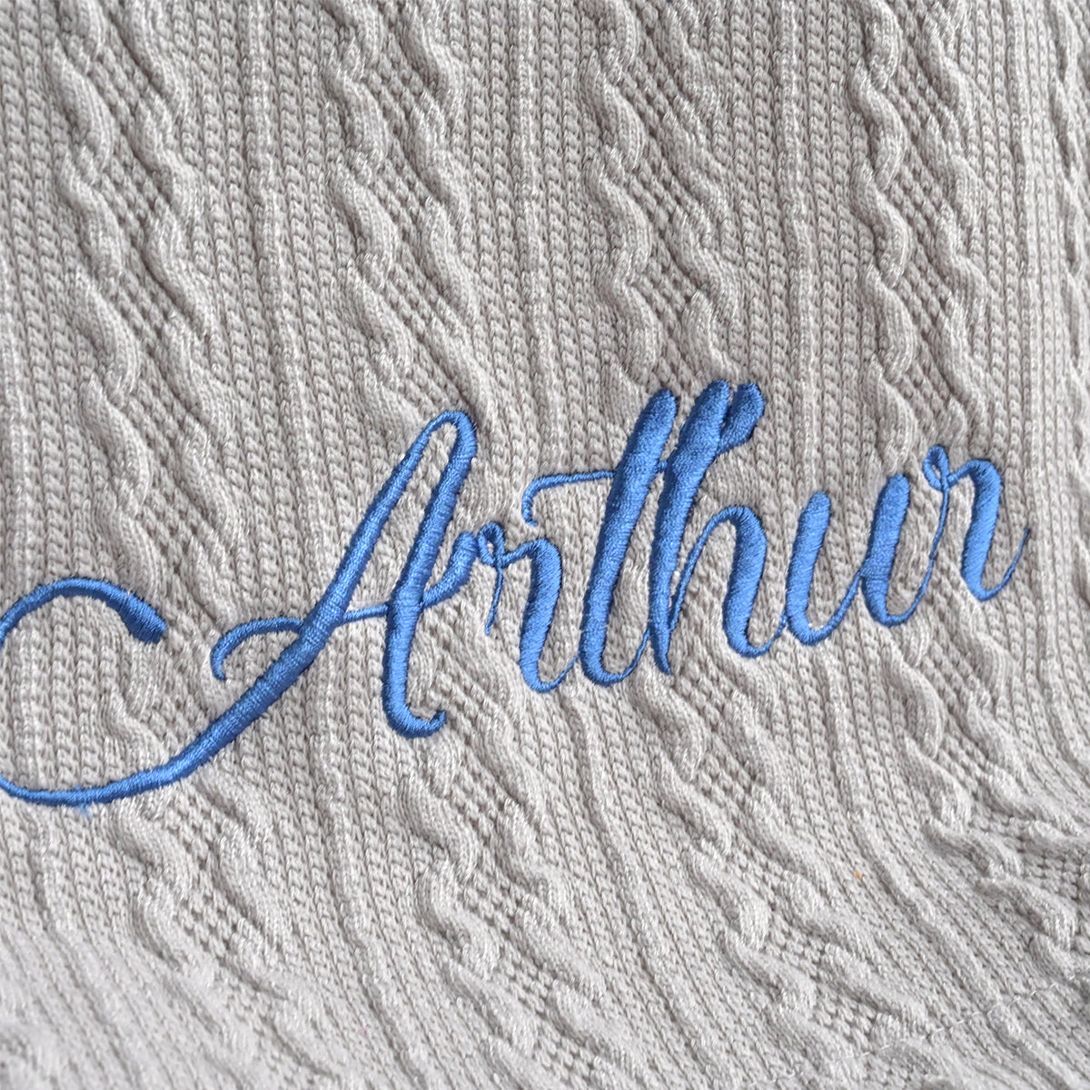 Personalised Grey Knitted Blanket for Baby
