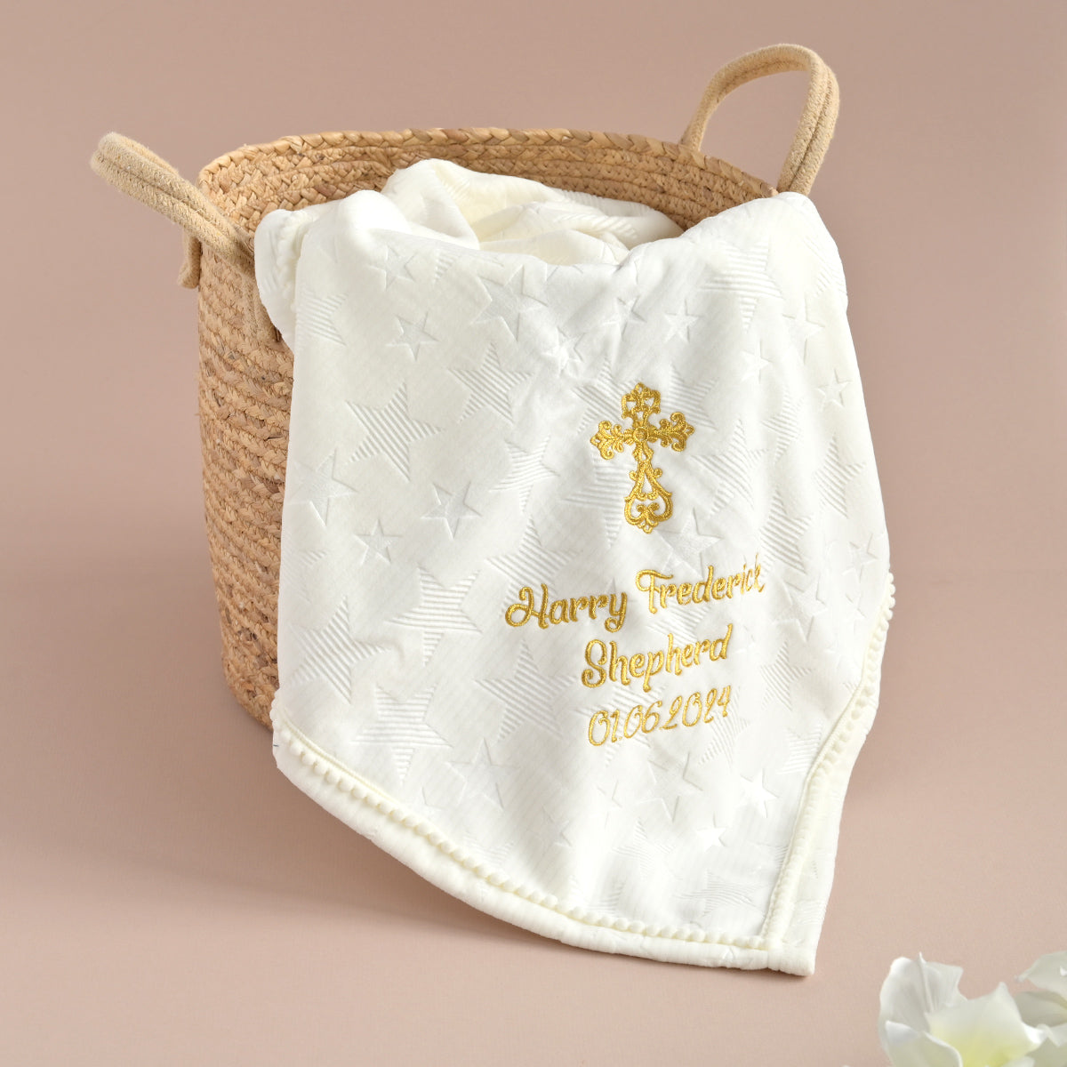 Ivory Christening Blanket for Baby
