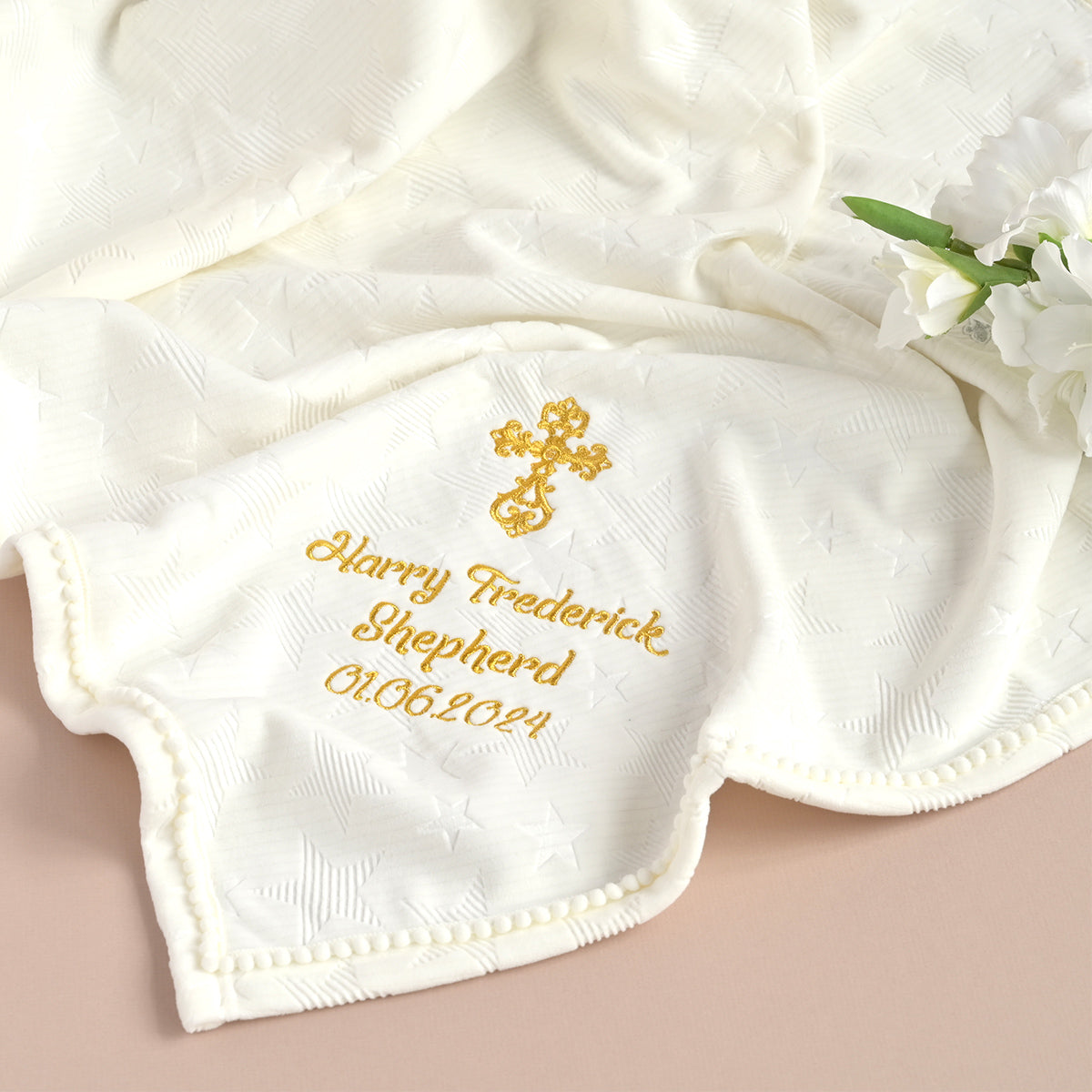 Ivory Christening Blanket for Baby