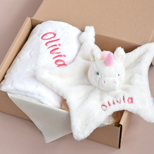 unicorn baby gift set with name