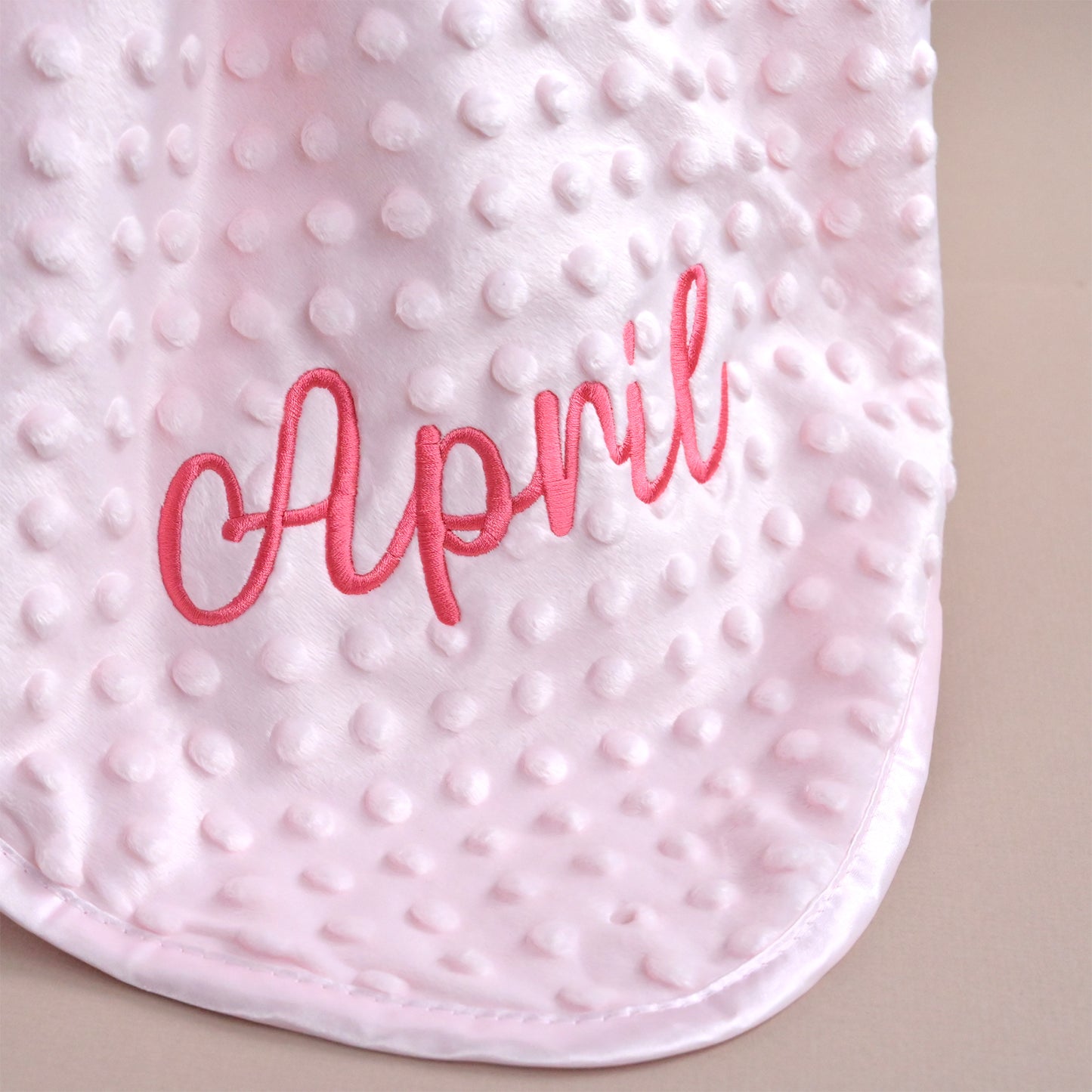 embroidered baby girl personalised bubble blanket