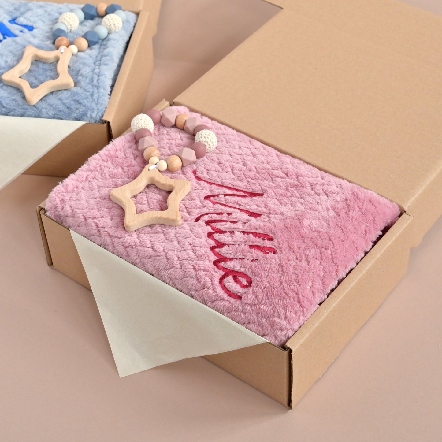 pink baby fleece blanket with girl name
