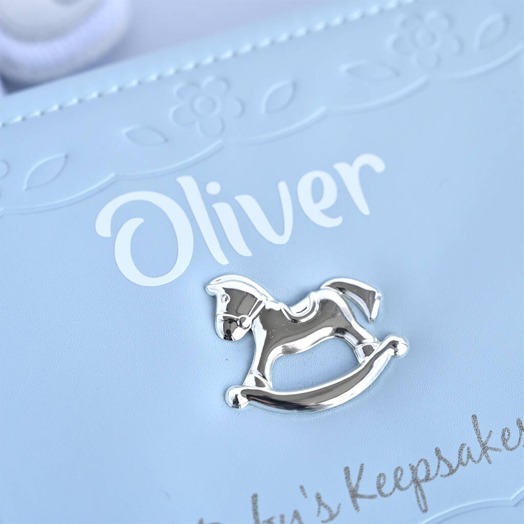Personalised Blue Rocking Horse Keepsake Box