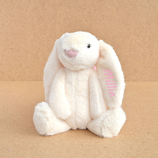 personalised soft bunny toy for a baby