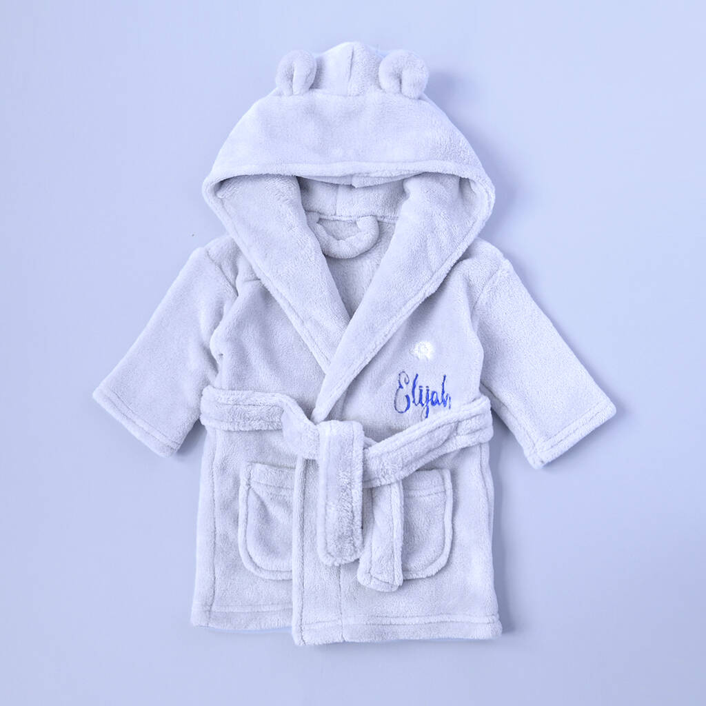 Personalised Grey Hooded Kids Dressing Gown Keedd Personalised Grey Hooded Kids Dressing Gown Keedd