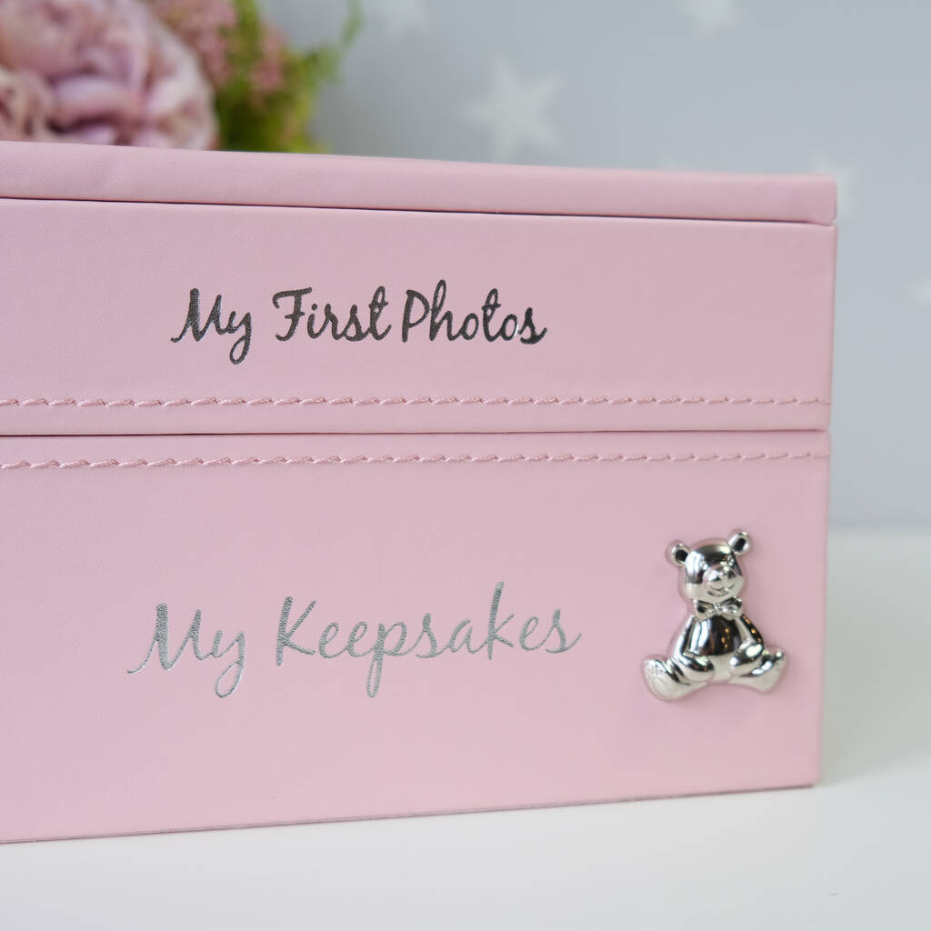 Personalised Baby Keepsake And Photo Box In Pink