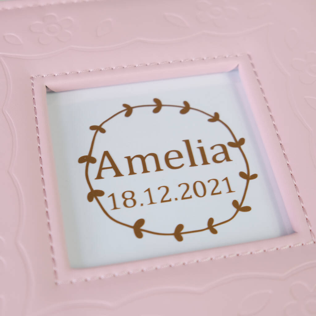 Personalised Baby Keepsake And Photo Box In Pink