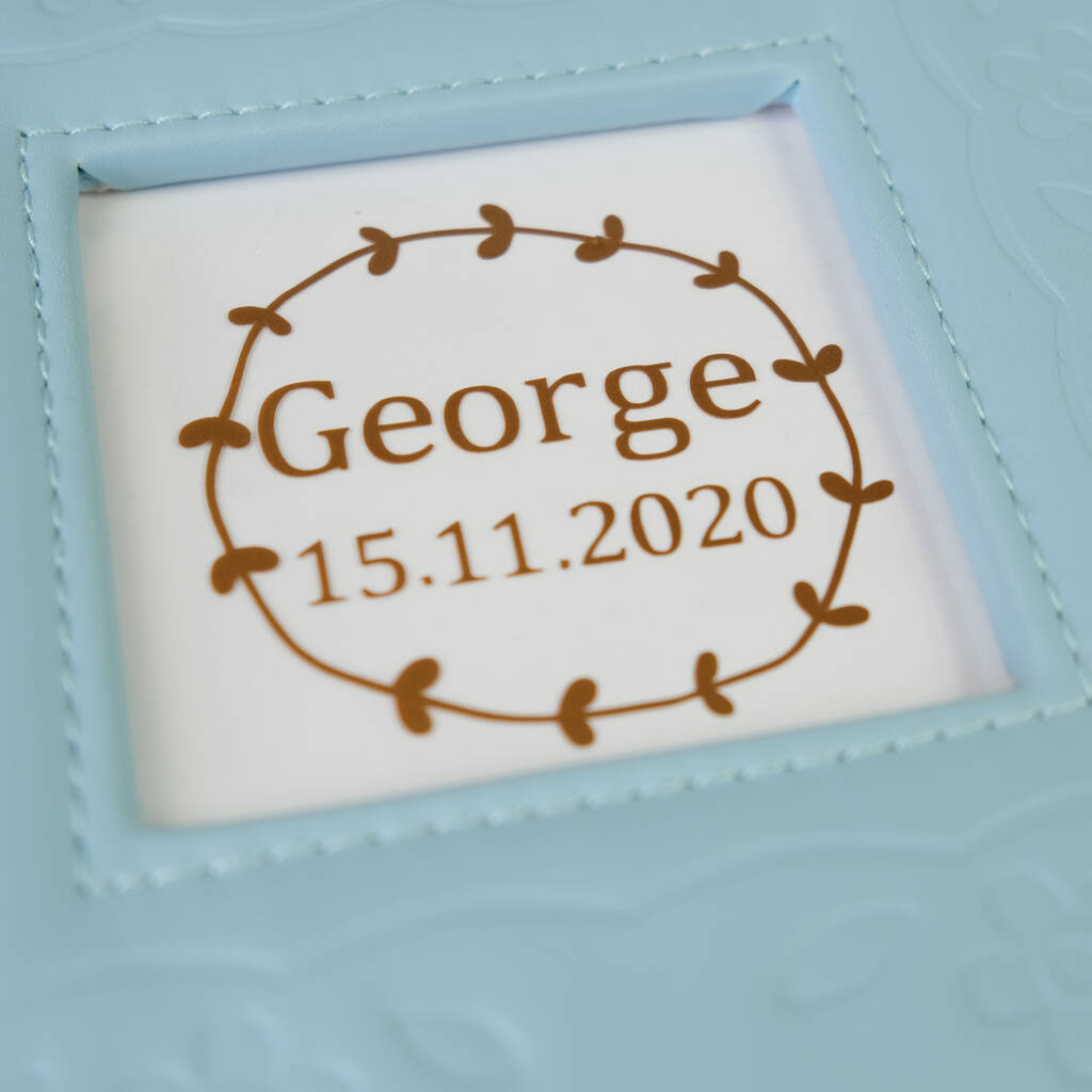 Personalised Baby Keepsake And Photo Box In Blue
