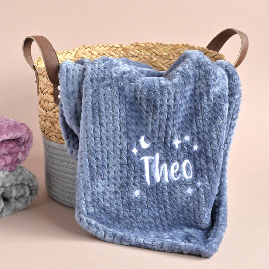 Personalised Dusty Blue Honeycomb Baby Blanket