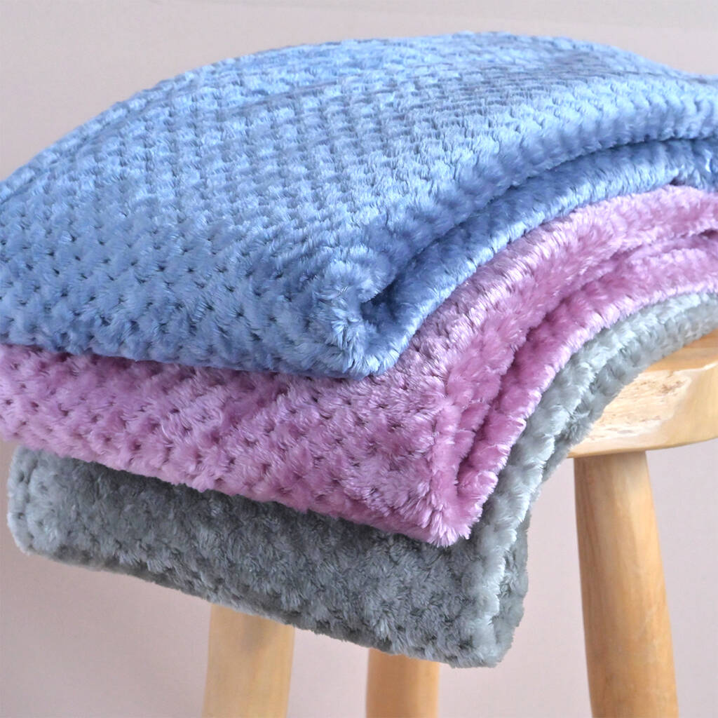 Personalised Dusty Blue Honeycomb Baby Blanket