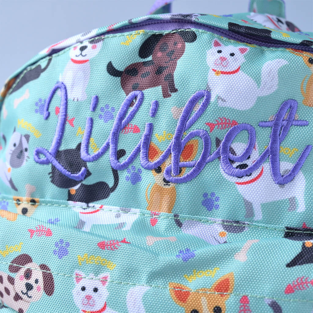 Kids Personalised Cats & Dogs Backpack