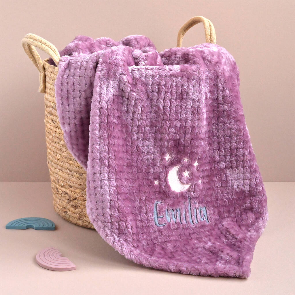 Personalised Maroon Moon And Star Fleece Blanket