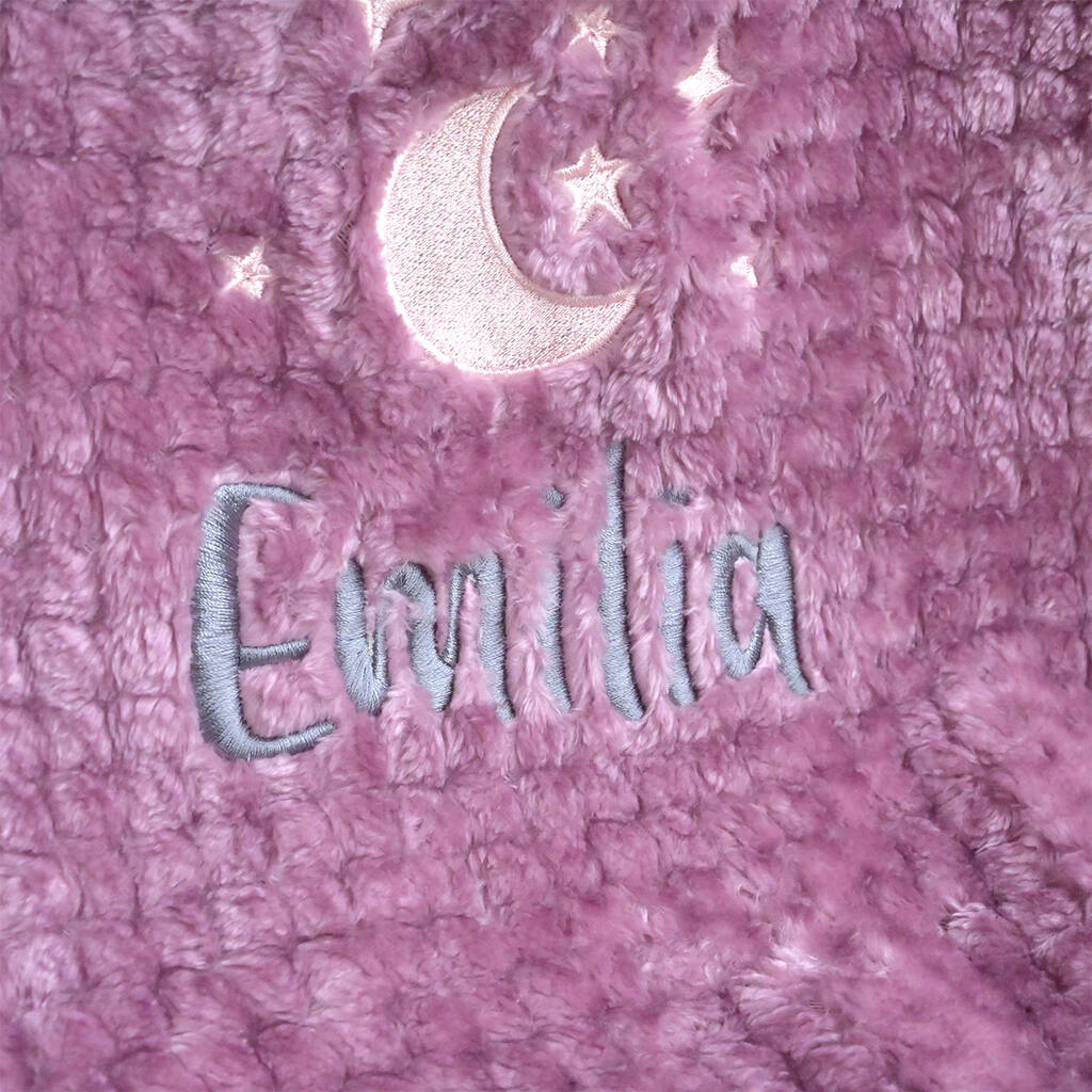 Personalised Maroon Moon And Star Fleece Blanket