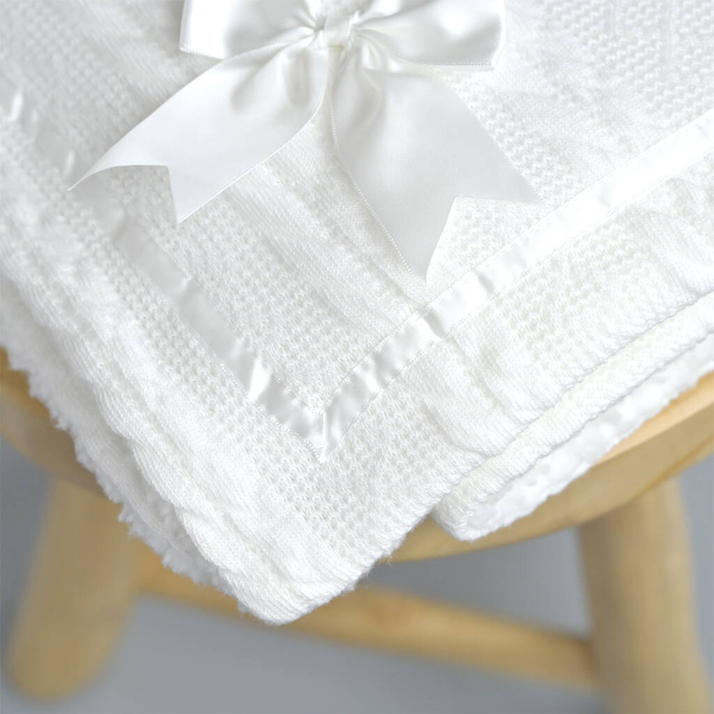 Personalised Christening Blanket With Bow