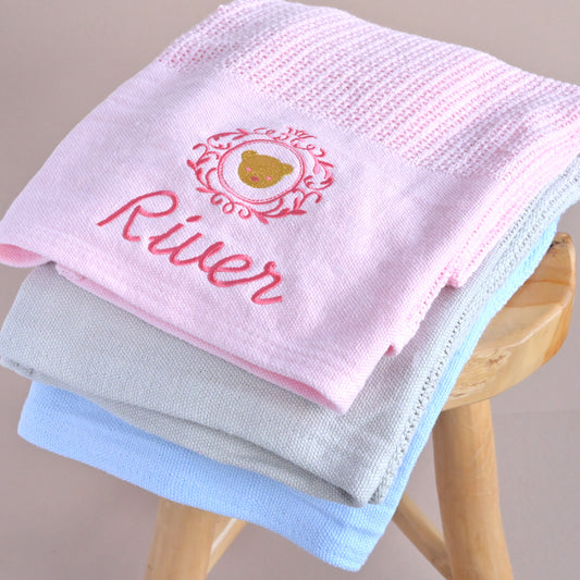 cellular pink baby blanket with name