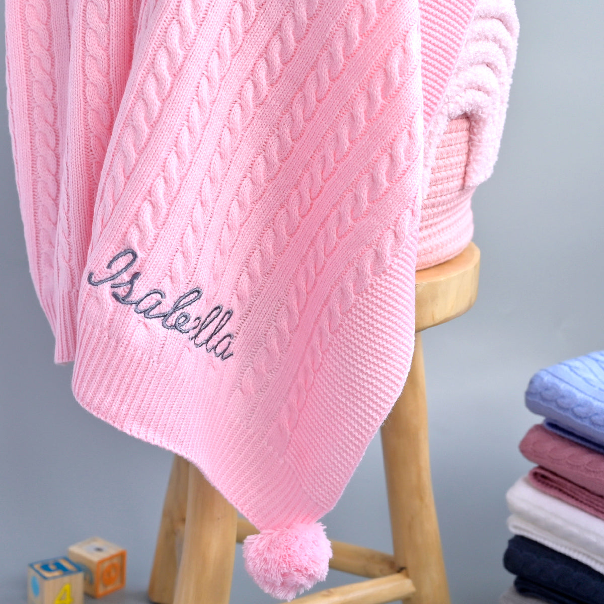 embroidered pink baby blanket