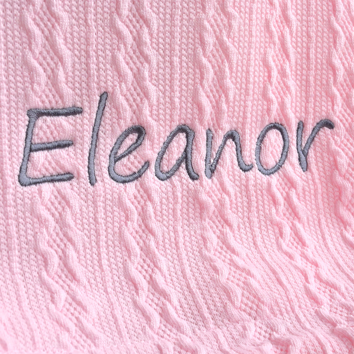 pink baby blanket with embroidered name