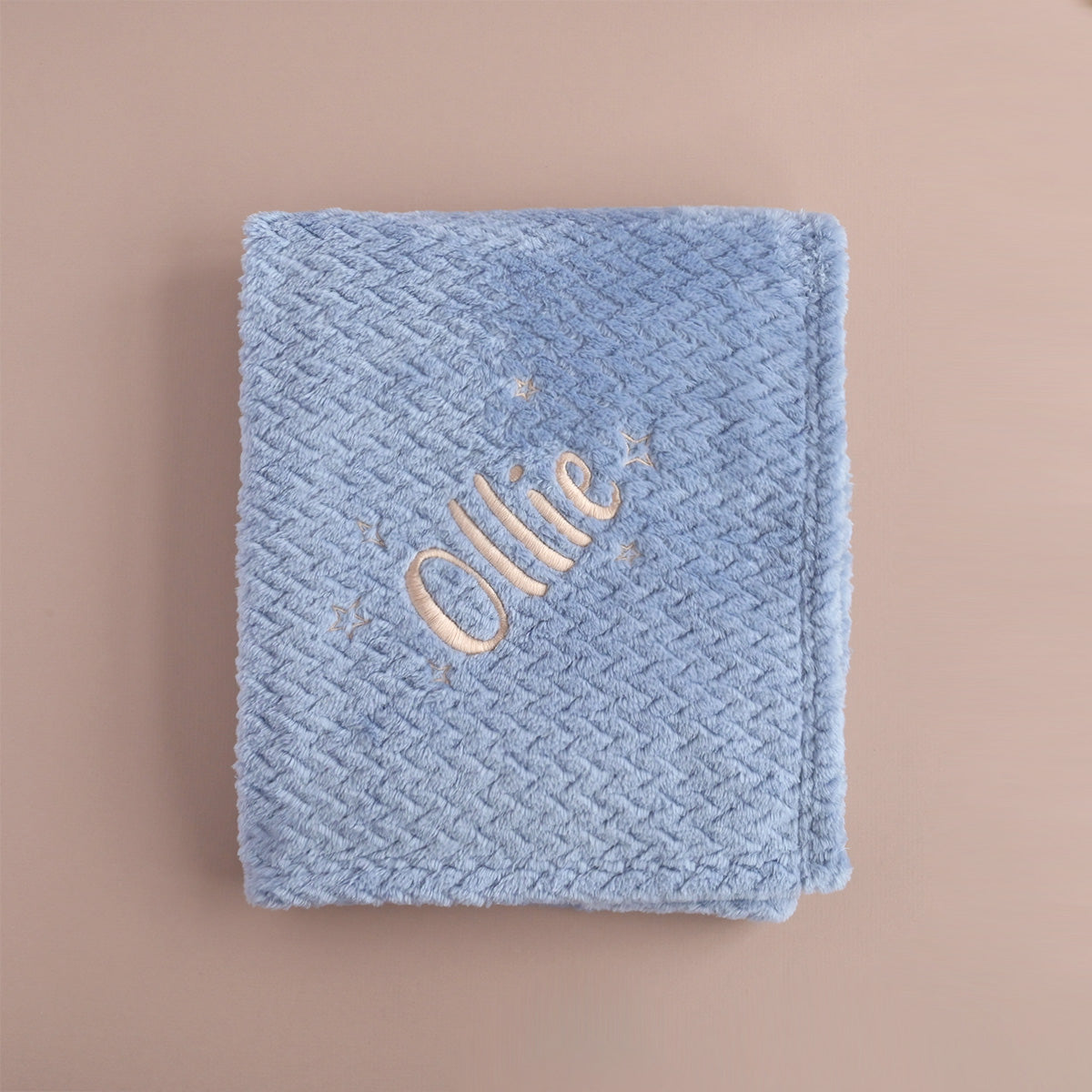 Personalised Blue Fleece Baby Blanket