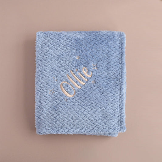 Personalised Blue Fleece Baby Blanket