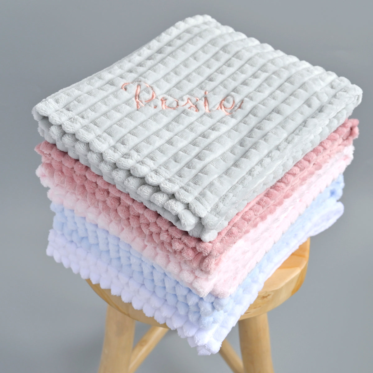 Personalised White Square Baby Jacquard Blanket