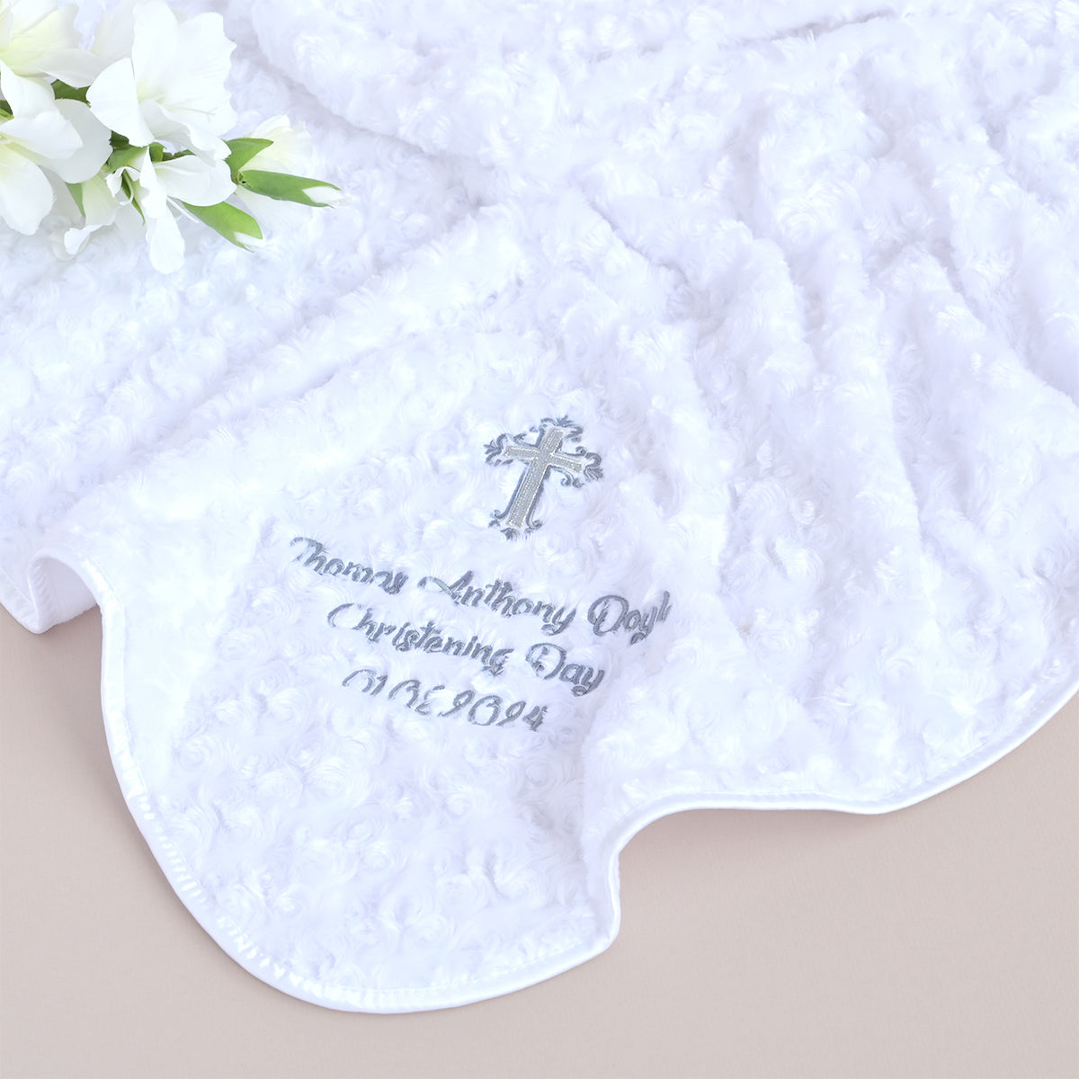 White Rose Blanket for Christening