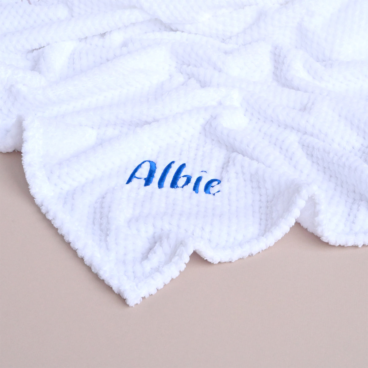 personalised fleece honeycomb baby blanket white with name