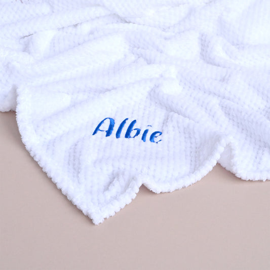 personalised fleece honeycomb baby blanket white with name