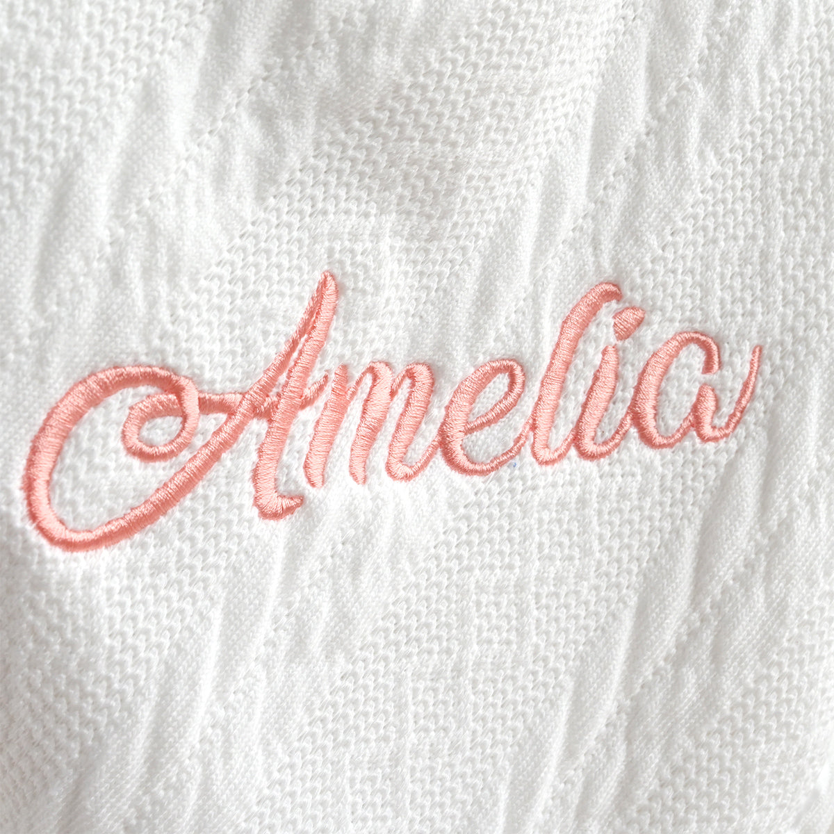 Personalised White Bow Knitted Blanket