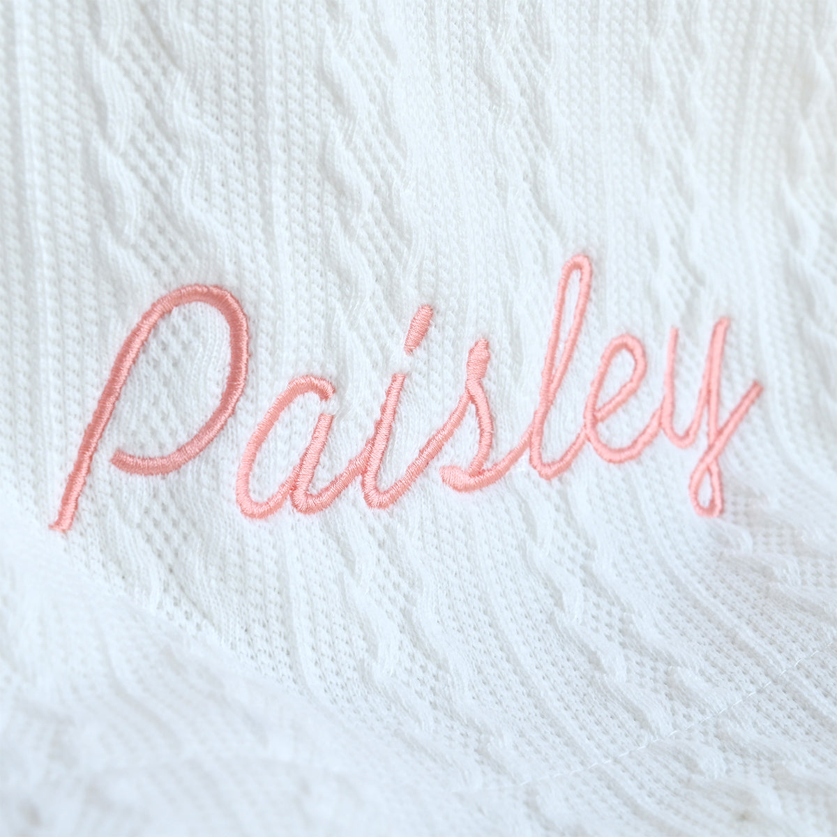 embroidered baby white blanket