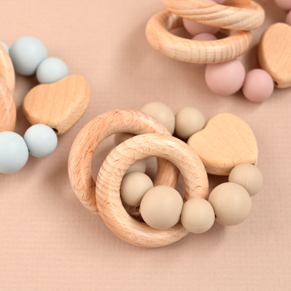 Personalised Blue Heart Teether Ring