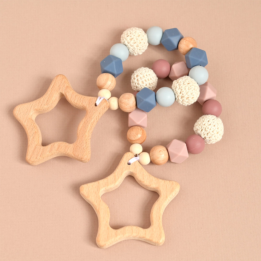 Personalised Blue Star Baby Wooden Teether