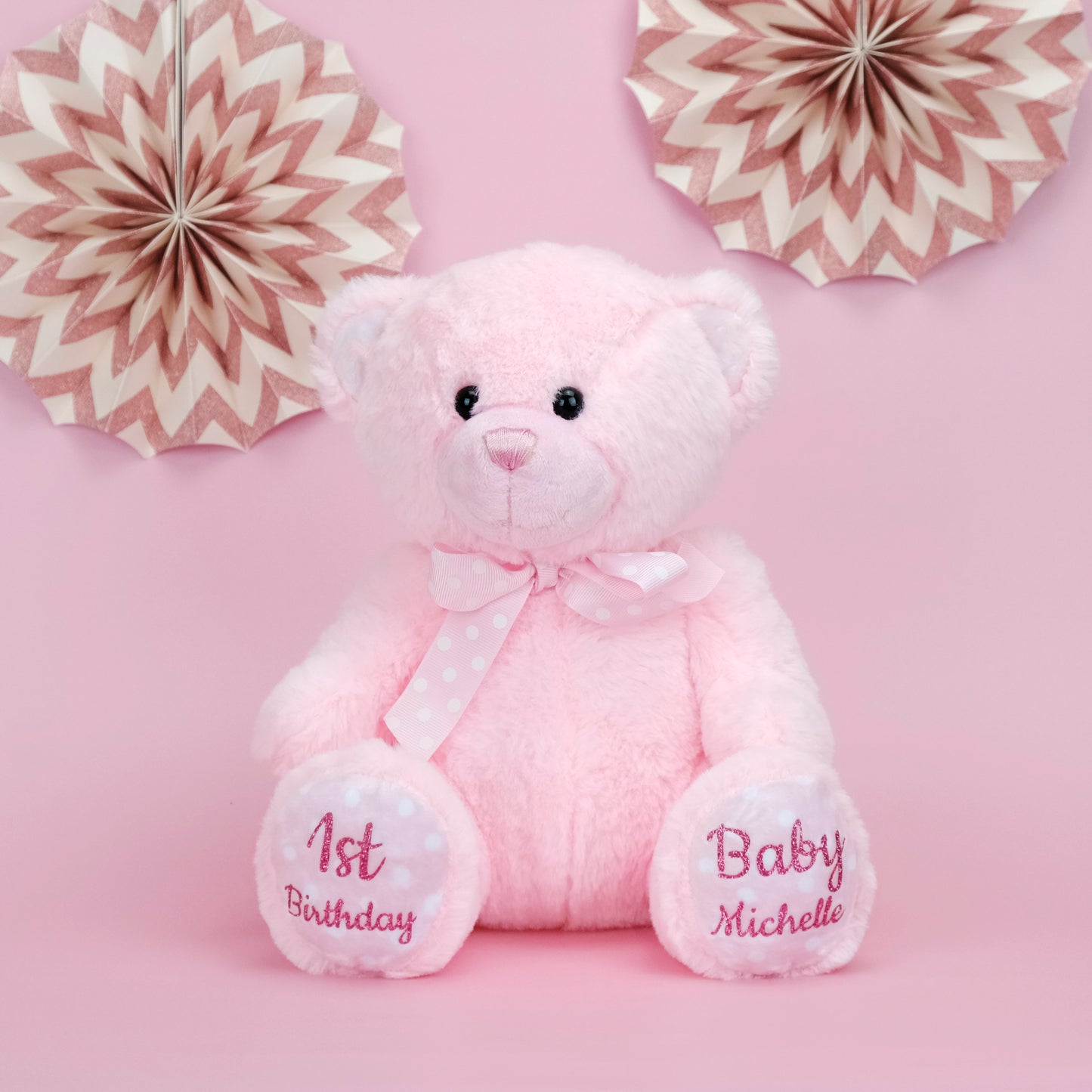 Personalised "1st Birthday" Teddy Bear Soft Toy, Pink