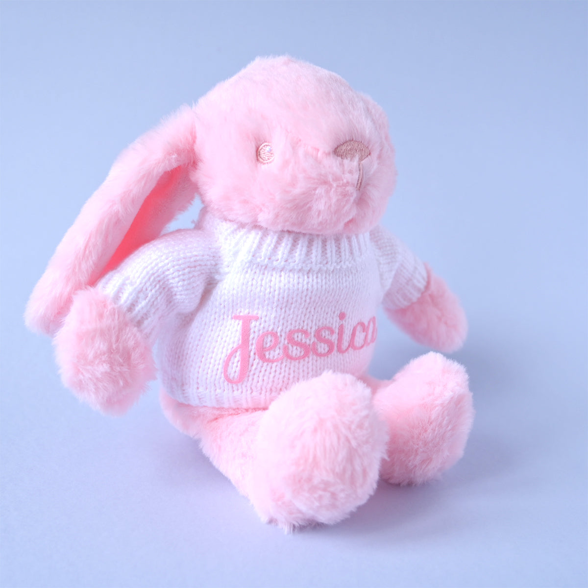 personalised fuffy pink baby bunny