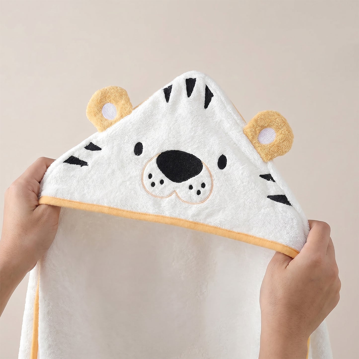 Personalised Tiger Cub Bamboo Hooded Baby Towel