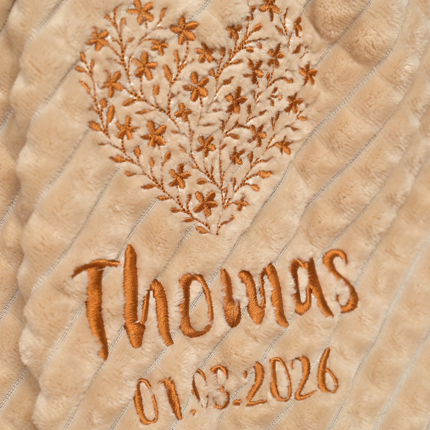 Personalised Floral Heart Embossed Baby Blanket