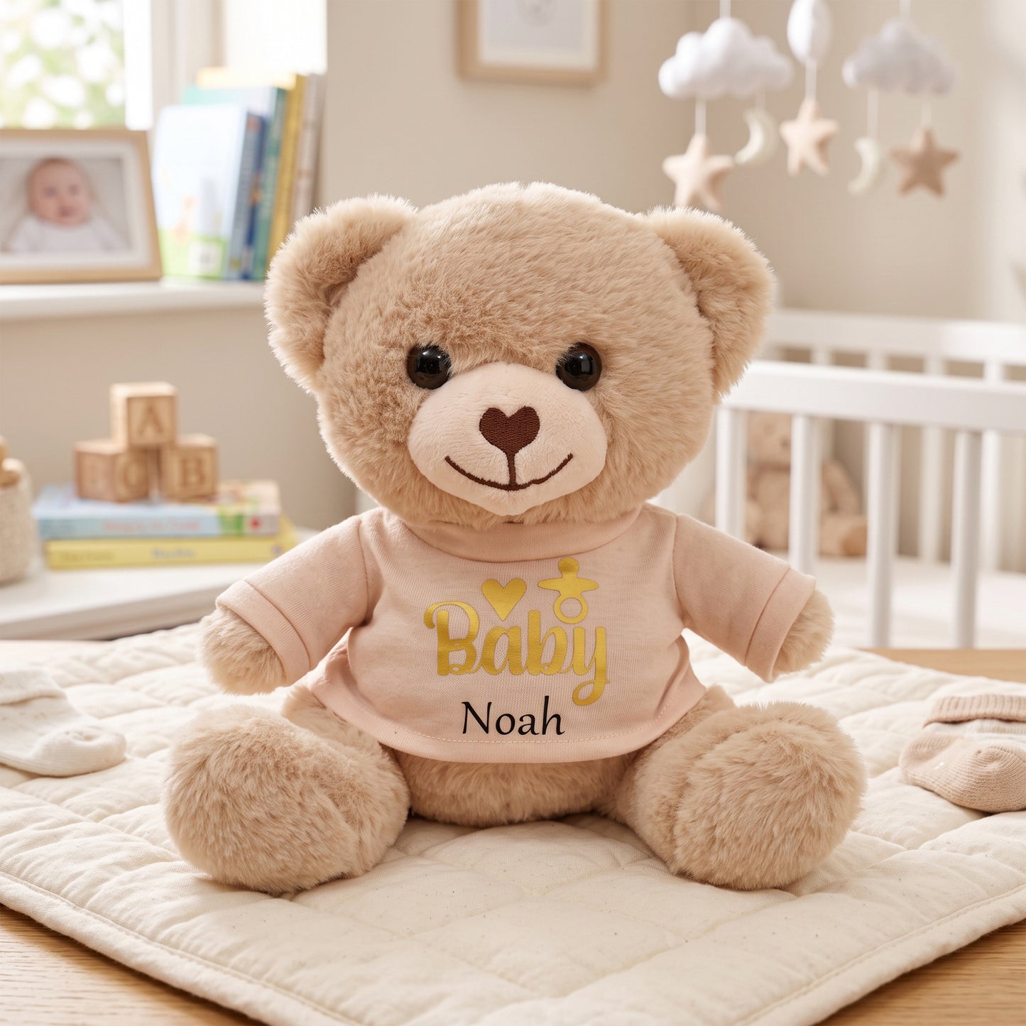 Personalised "Baby" Teddy Bear Soft Toy, Tan